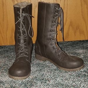 Grey Lace Up Boots